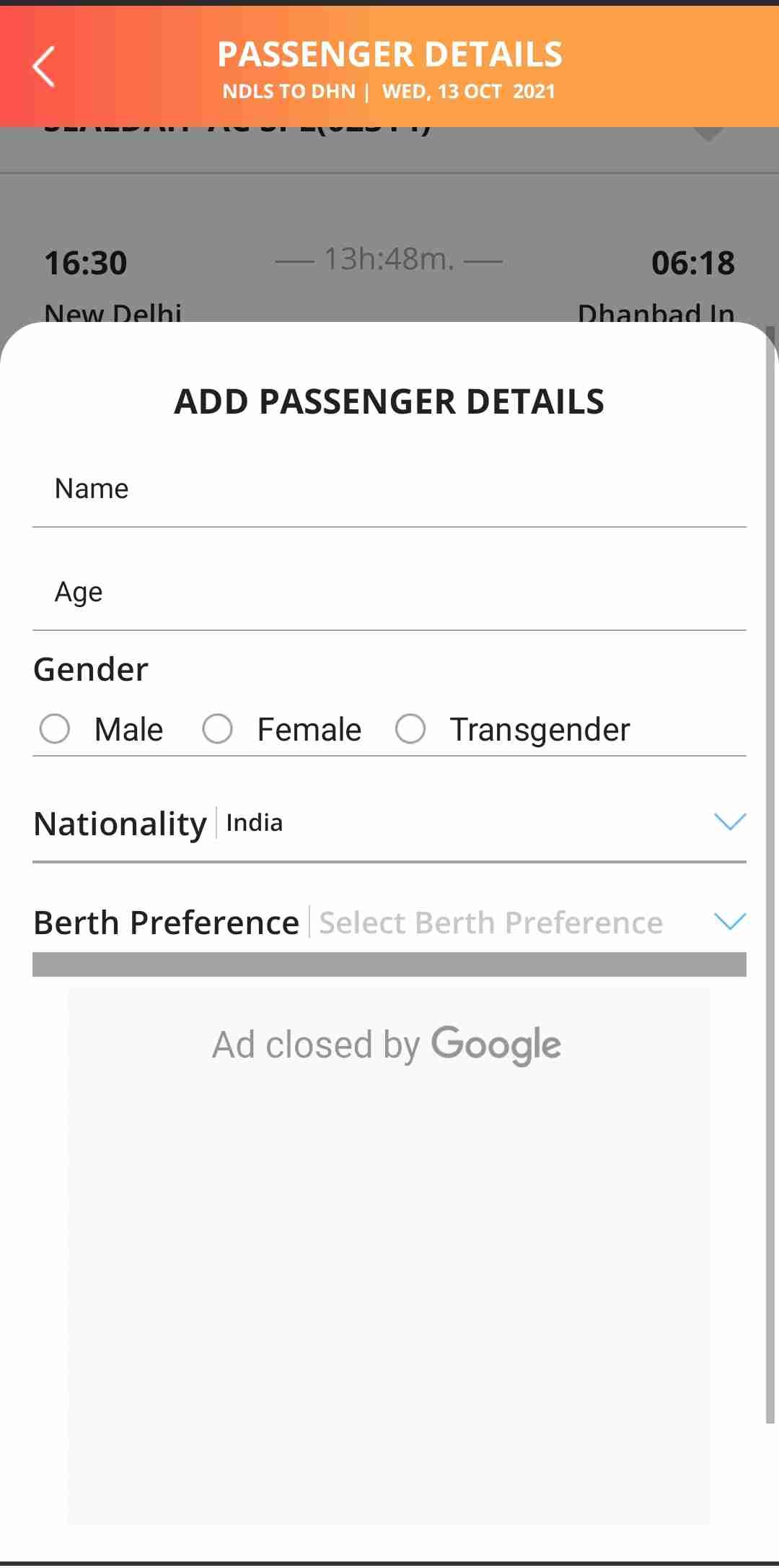 Passenger Details